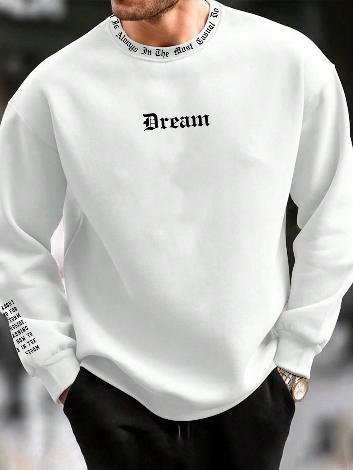 Manfinity Homme Men Slogan Graphic Drop Shoulder Sweatshirt