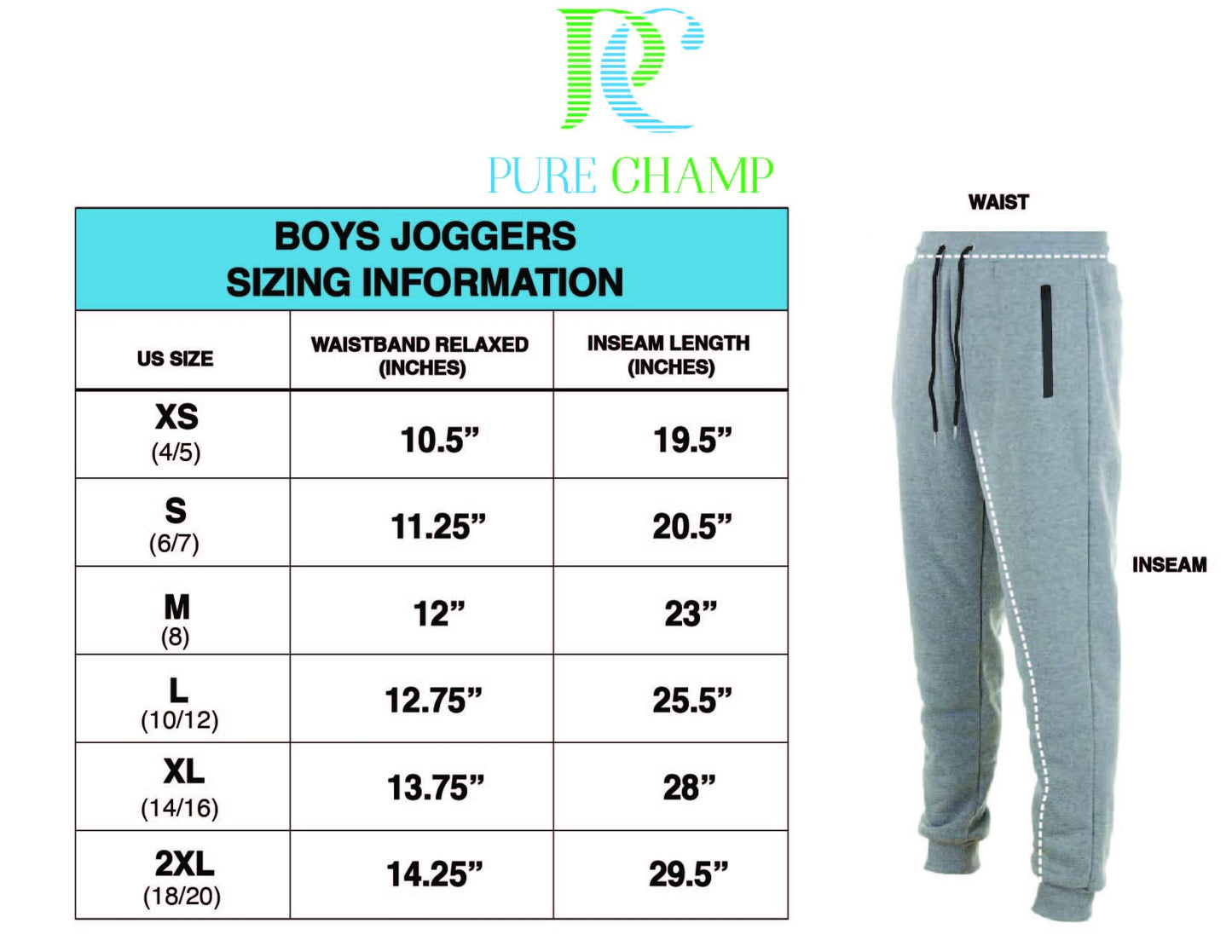 PURE CHAMP 3Pk Boys Sweatpants Fleece Athletic Workout Kids Clothes Boys Joggers with Zipper Pocket and Drawstring Size 4-21