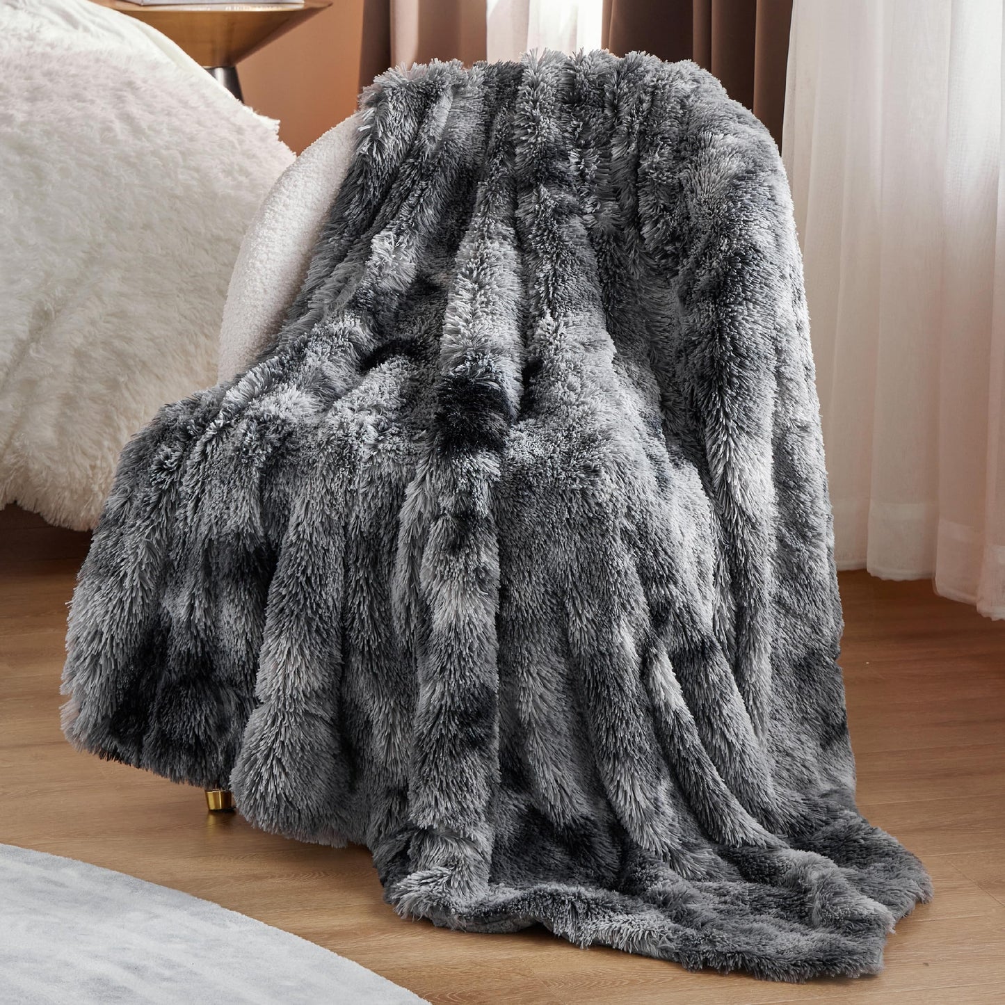 Bedsure Ultra Soft Throw Blanket, Fluffy Blankets & Throws - Fuzzy Sherpa Faux Fur Blanket for Couch, Bed, Sofa, Cozy Plush Warm Thick Furry Shaggy Fleece Gift Blanket for Women, Men, 50x60, 640 GSM