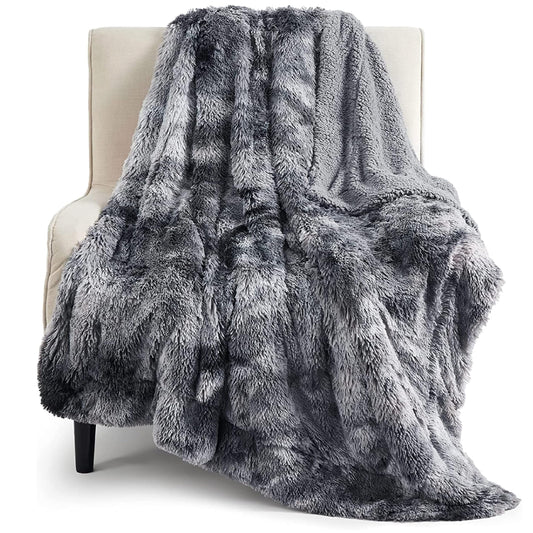 Bedsure Ultra Soft Throw Blanket, Fluffy Blankets & Throws - Fuzzy Sherpa Faux Fur Blanket for Couch, Bed, Sofa, Cozy Plush Warm Thick Furry Shaggy Fleece Gift Blanket for Women, Men, 50x60, 640 GSM