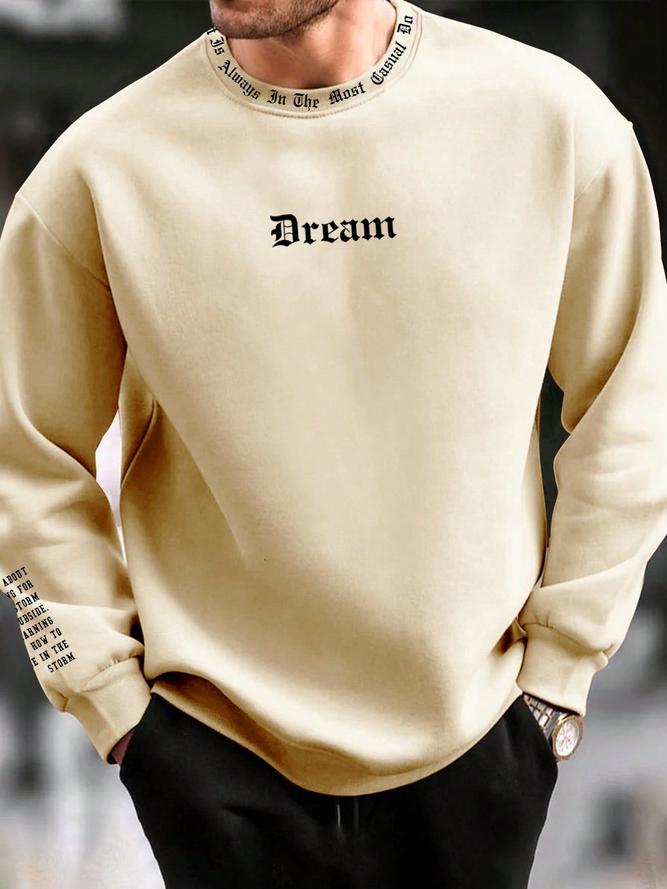 Manfinity Homme Men Slogan Graphic Drop Shoulder Sweatshirt